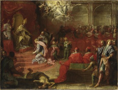 Allegori över drottning Kristinas underkastelse inför katolska kyrkan och påven Alexander VII - Nationalmuseum - 35788