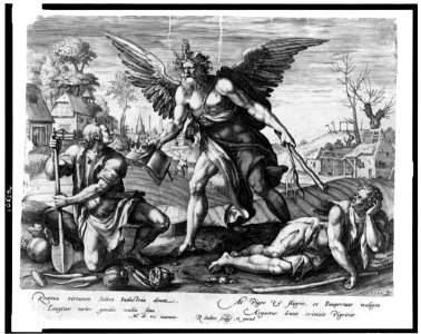 Allegorical representation of Time rewarding Industry and punishing Indolence) - M. de vos, inventor ; R. Sadler (sic) scalps. et excud LCCN92510903