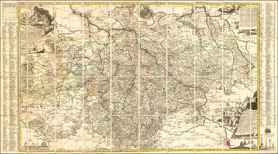 Aller Neueste Chur Saechsische Post Charte darinnen des Churfürstenthum Sachsen und seiner incorporirten Lande wie auch andere angraenzende vornehmste Vestungen Stätte Flecke