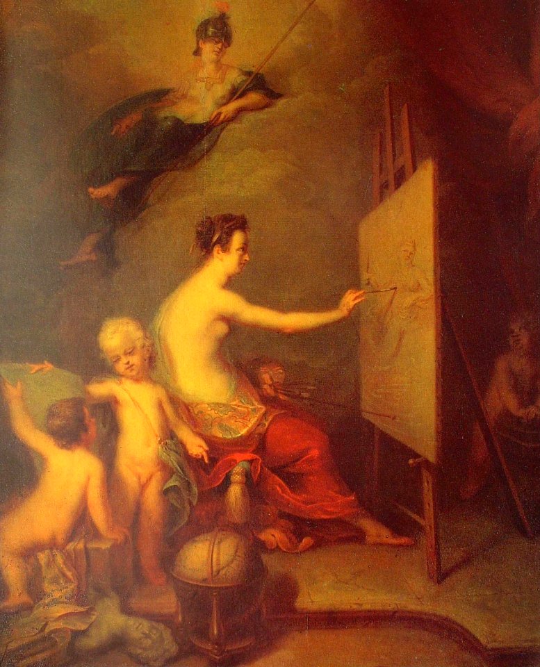 Allegory of painting by A.Matveev (1725, Russian museum)