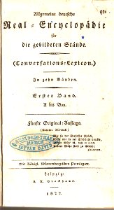 Allgemeine Deutsche Real Encyklipadie für die gebildeten Stande Erste band A-B Brockhaus, Leipzig 1822 (3)