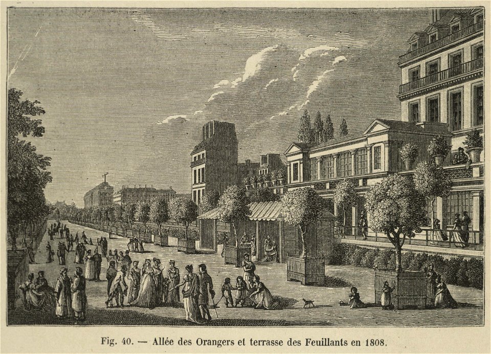 Allée des Orangers et terrasse des Feuillants en 1808
