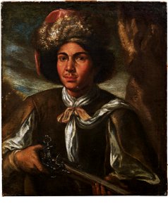 Almanach Mann mit Pelzkappe und Waffe