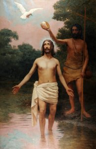 El bautismo de Jesús, por José Ferraz de Almeida Júnior. Free illustration for personal and commercial use.