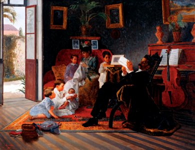Almeida Júnior - Scene of Adolfo Pinto’s Family - Google Art Project. Free illustration for personal and commercial use.