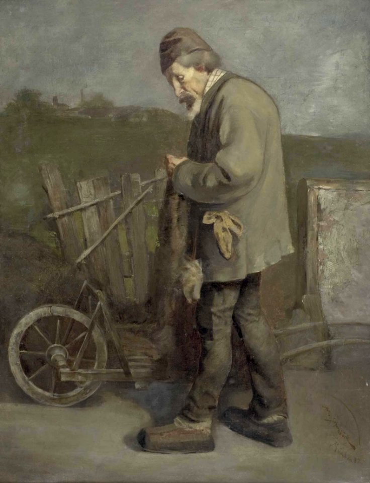 Alois Schornböck Mann mit Schubkarre und Jutesack 1887