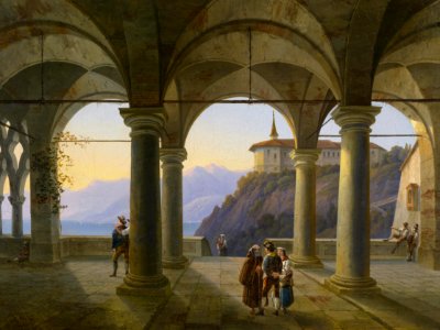 Alois Gustav Schulz Säulenterrasse mit figürlicher Staffage 1854