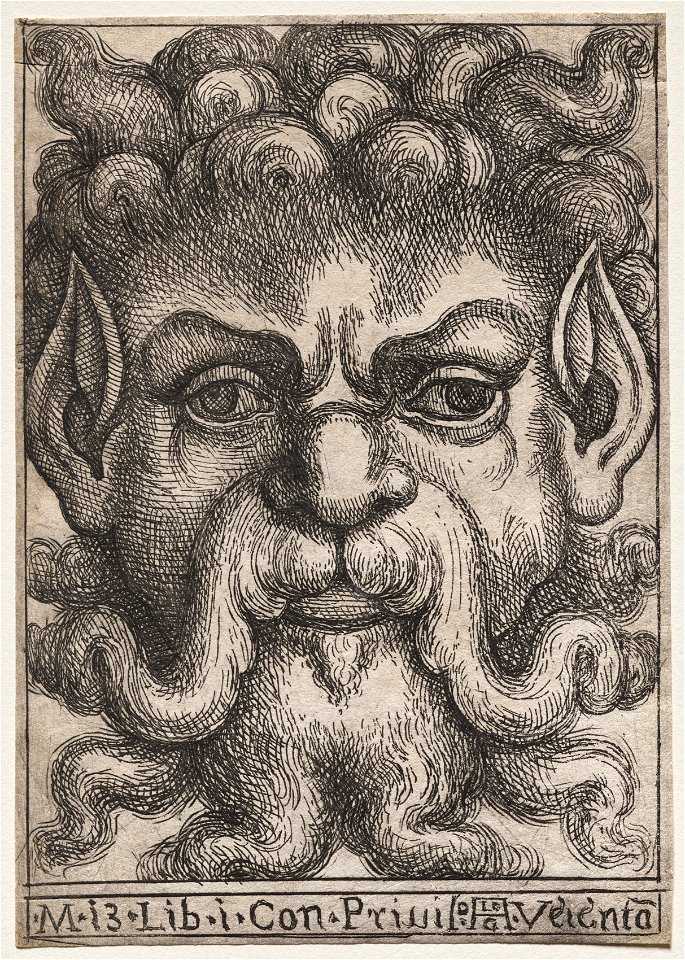 Aloisio Giovannoli (Italian, 1550-1618) - Grotesque Masks, Mask 13, Book I - 2011.9 - Cleveland Museum of Art