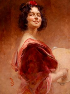 Alois Hans Schram Zigeunerin mit Tambourin