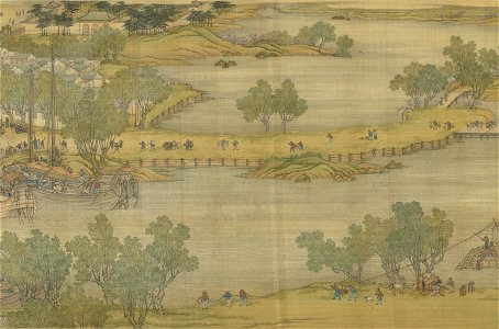 Along the River During the Qingming Festival (Qing Court Version) 07. Free illustration for personal and commercial use.