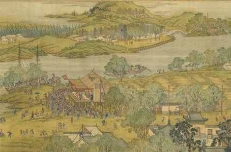 Along the River During the Qingming Festival (Qing Court Version) 04. Free illustration for personal and commercial use.