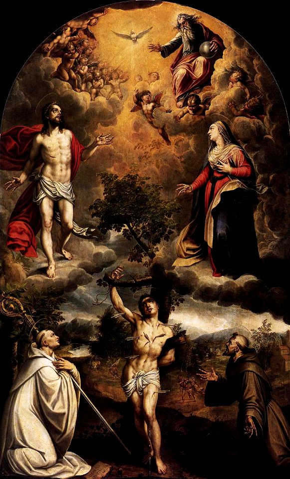 Alonso Sánchez Coello - St Sebastian between St Bernard and St Francis - WGA20723
