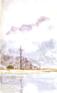 Alpine landscape with a cottage beside a lake RMG PU9818