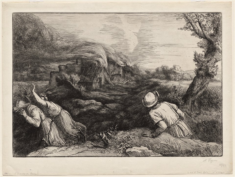 Alphonse Legros (French, 1837-1911) - The Village in Flames (L'Incendie du Hameau) - 2015.119 - Cleveland Museum of Art