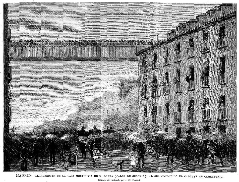 Alrededores de la casa mortuoria de Narciso Serra, calle de Segovia, Madrid, de Perea