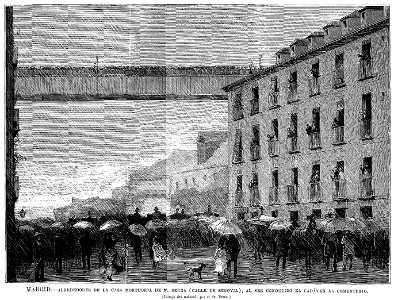 Alrededores de la casa mortuoria de Narciso Serra, calle de Segovia, Madrid, de Perea