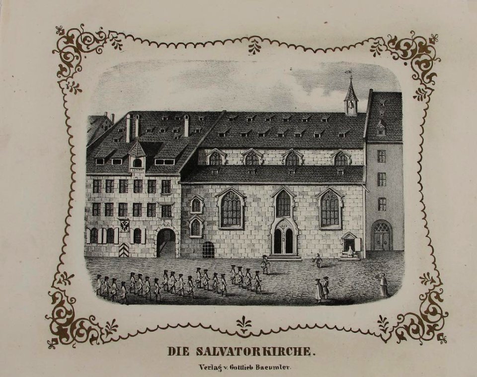 Alt-Nürnberg Salvatorkirche Stich bei Gottlieb Bäumler 1846