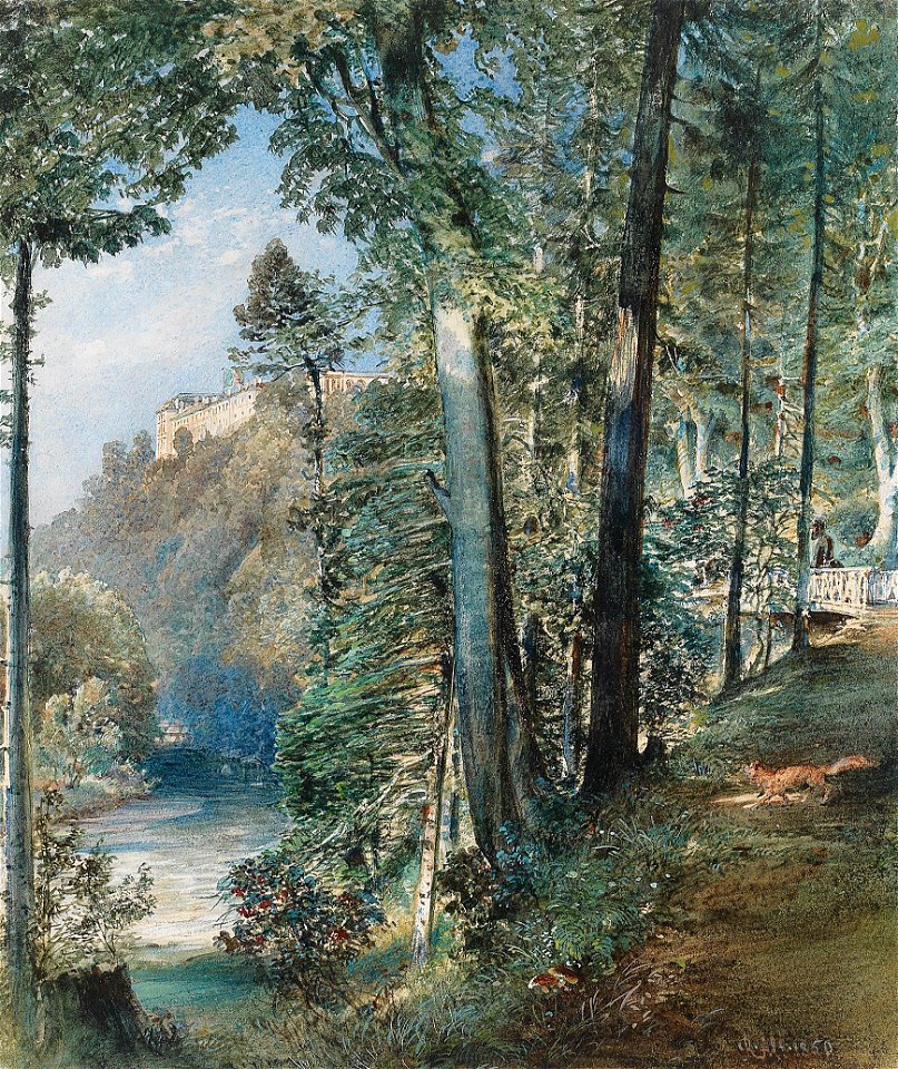 Rudolf von Alt – Hradec nad Moravicí Castle, 1850