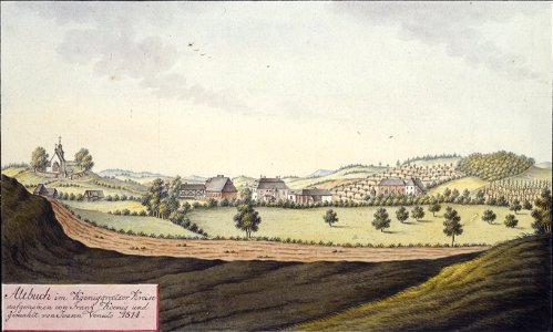 Altbuch im Königgraetzer Kreise aufgenommen von Franz Koenig und gemahlt von Joann Venuto 1814