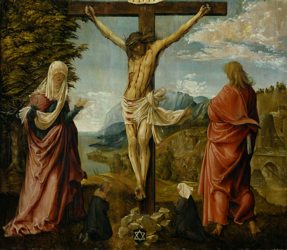 Albrecht Altdorfer - Christ on the Cross between Mary and St John - WGA00214