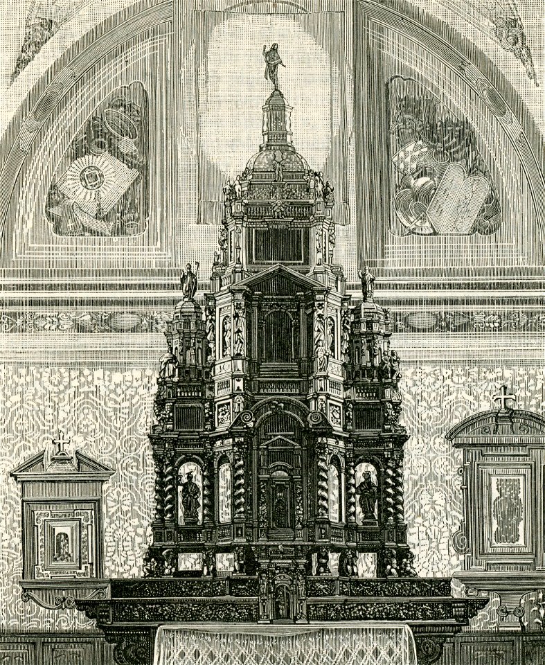 Altare in legno nella chiesa di San Pietro in Trobaso xilografia
