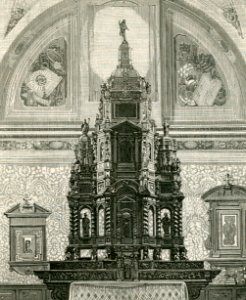 Altare in legno nella chiesa di San Pietro in Trobaso xilografia