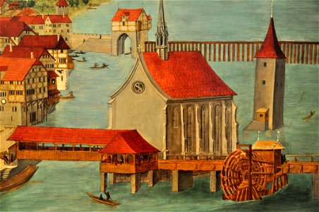 Altartafeln von Hans Leu d.Ä. (Haus zum Rech) - rechtes Limmatufer - Wasserkirche & Münsterbrücke mit Mühlen 2011-08-17 15-27-40