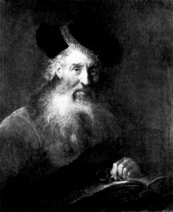 Alter bärtiger Mann mit Kneifer über dem aufgeschlagenen Buch (Pesne in Rembrandts Art)