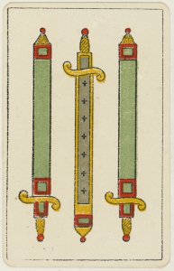 Aluette card deck - Grimaud - 1858-1890 - Three of Swords