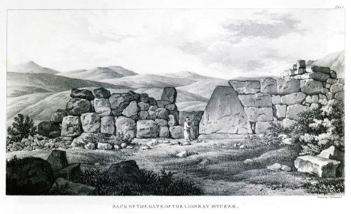 Back of the Gate of the Lions at Mycenae - Dodwell Edward - 1834. Free illustration for personal and commercial use.