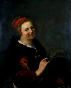 Woman with a Rooster by Johan Baeck Centraal Museum 7558. Free illustration for personal and commercial use.