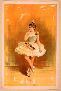 Ballerina in white costume with flowers in dance pose LCCN2014636779