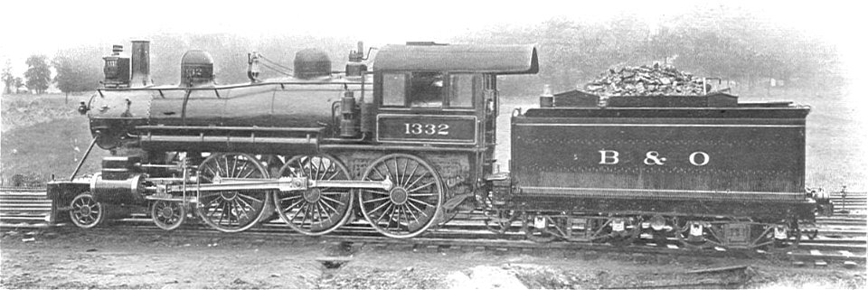 Baltimore and Ohio ten-wheeler locomotive 1332 (Howden, Boys' Book of Locomotives, 1907)
