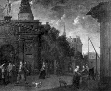 Balthasar van den Bossche - Straattoneel op de Werf te Antwerpen - 5079 - Royal Museum of Fine Arts Antwerp