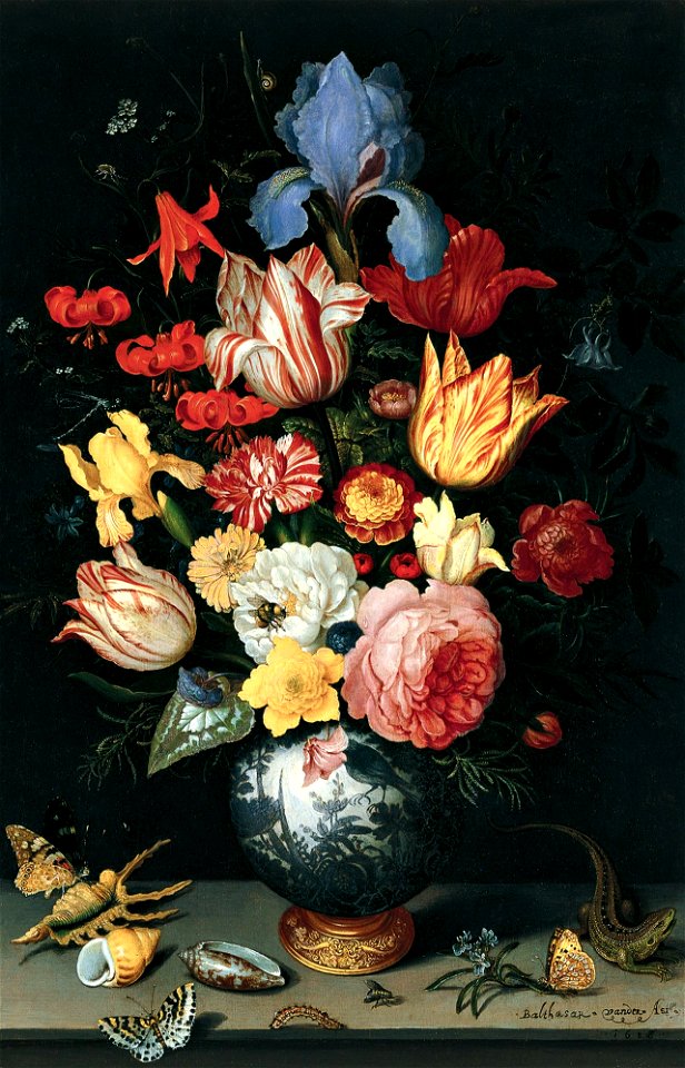 Balthasar van der Ast - Flower Still-Life with Shell and Insects - WGA1041