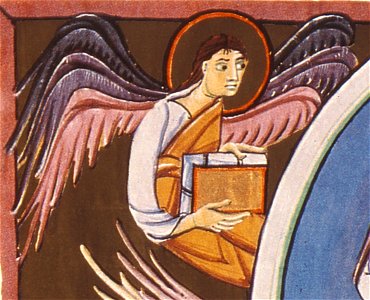 BambergApocalypseFolio010vWorshipBeforeThroneOfGod-DetailAngel