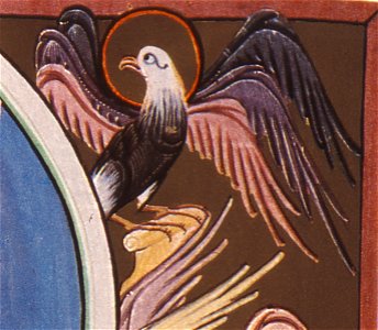 BambergApocalypseFolio010vWorshipBeforeThroneOfGod-DetailEagle