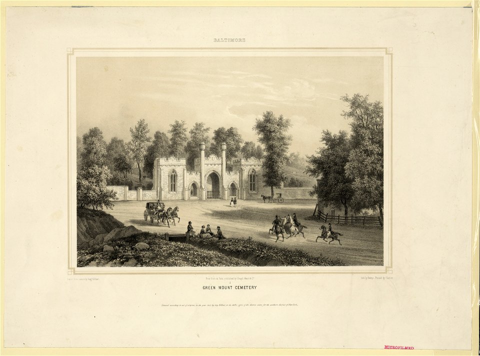 Baltimore. Green Mount Cemetery - drawn from nature by Aug. Köllner ; lith. by Deroy ; printed by Cattier. LCCN2009632739