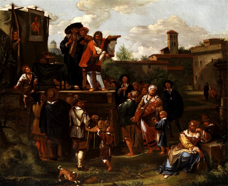 Bamboccianti c1700 Theateraufführung im Freien