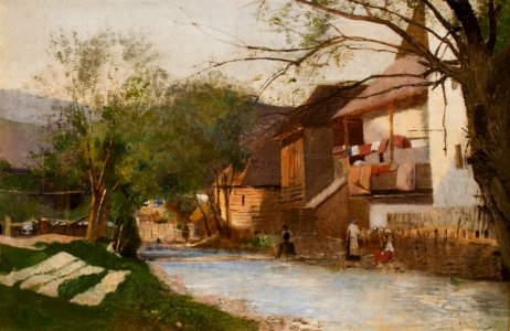 Bank of a brook - painting by László Mednyánszky