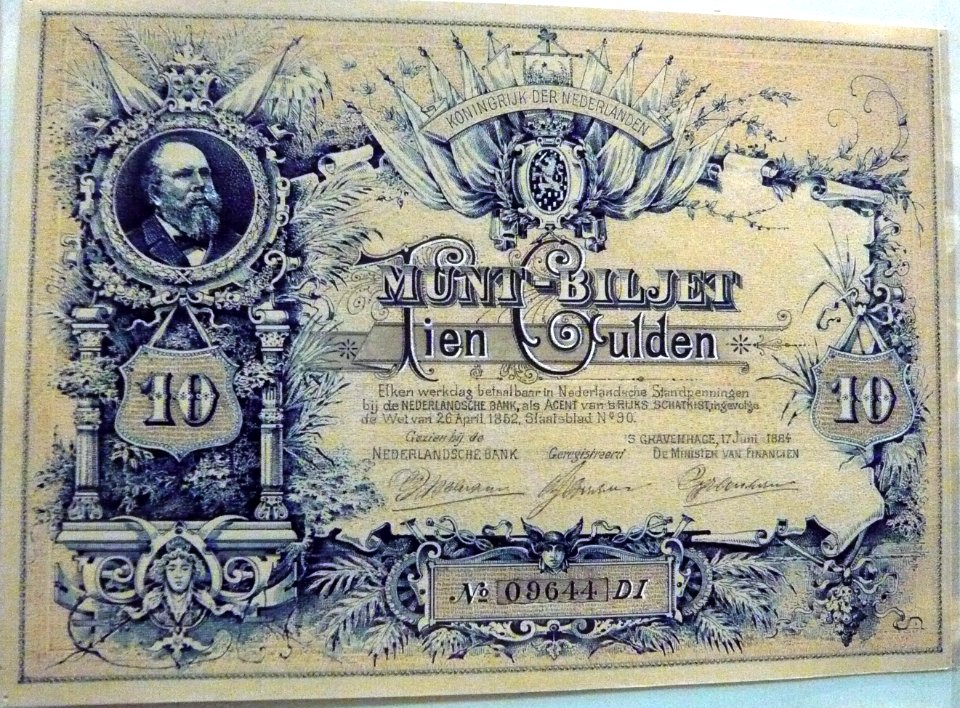 Banknote 10 guilders 1884