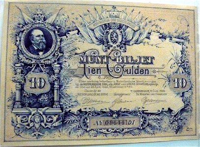 Banknote 10 guilders 1884