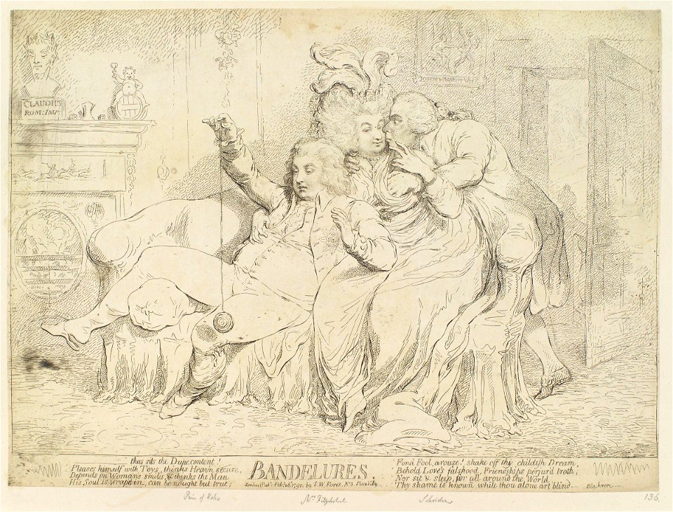 Bandelures' (King George IV; Maria Anne Fitzherbert (née Smythe); Richard Brinsley Sheridan) by Samuel William Fores