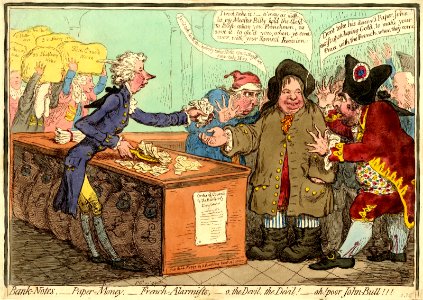 Bank-notes, paper-money,-French-alarmists,-o, the devil, the devil!-Ah! poor John-Bull!!! (BM 1851,0901.848)