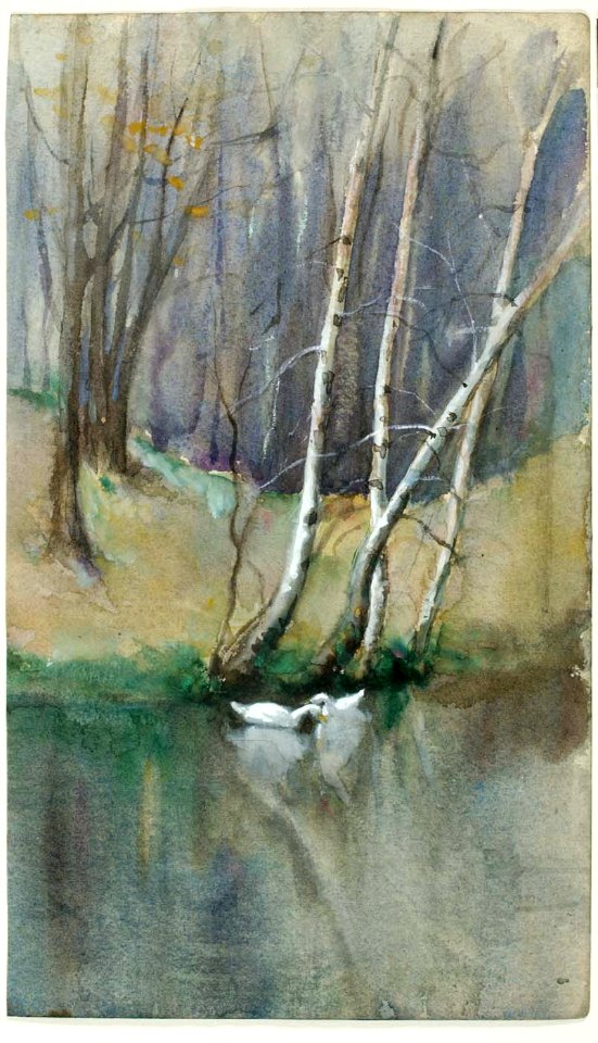 Edward Mitchell Bannister - Untitled (Wood Scene with Birch Trees and Ducks) - 1984.135.1 - Smithsonian American Art Museum
