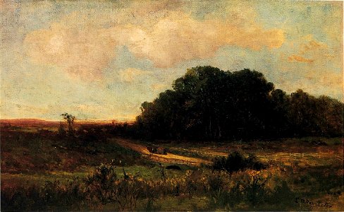 'Sunny Landscape' by Edward Mitchell Bannister, c. 1870. Free illustration for personal and commercial use.