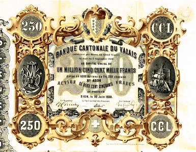 Banque Cantonale du Valais 1859. Free illustration for personal and commercial use.