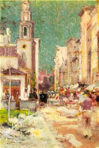 'Street Scene' by Edward Mitchell Bannister, late 1890s. Free illustration for personal and commercial use.