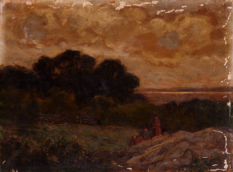Edward Mitchell Bannister - Untitled (Landscape with Two Women Reclining on Rocks) - 1983.95.132 - Smithsonian American Art Museum