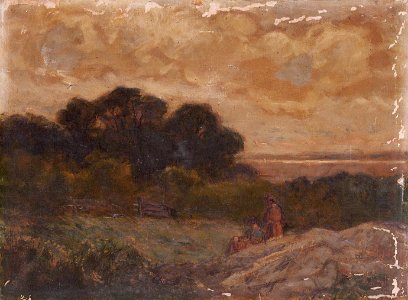 Edward Mitchell Bannister - Untitled (Landscape with Two Women Reclining on Rocks) - 1983.95.132 - Smithsonian American Art Museum